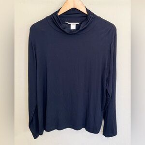 Jillian Nicole Classic Black Long-Sleeve Modal Rouche Neck Tee 2XL